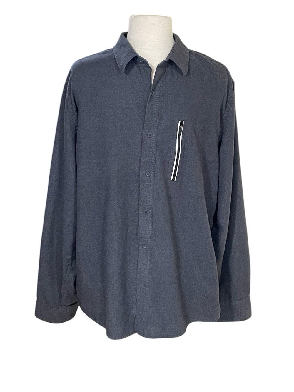 Men's Button Down Tony Hawk Shirt Size XL Long Sleeve Chest Pocket Dark Gray EUC